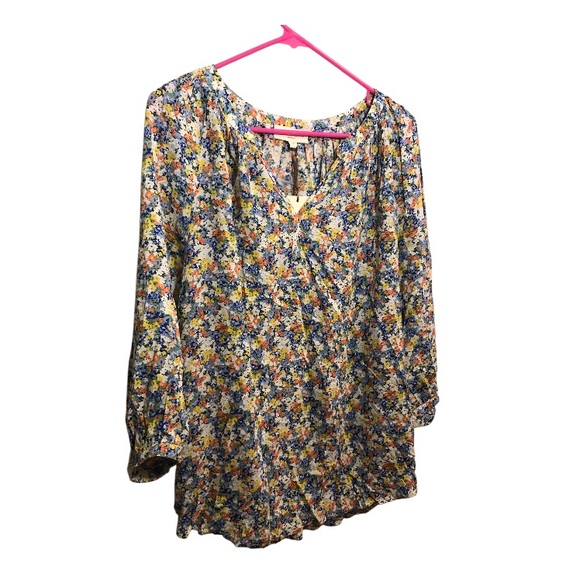 Cynthia Rowley Tops - Cynthia Rowley Floral V-Neck Long Sleeve Blouse Size 1X
